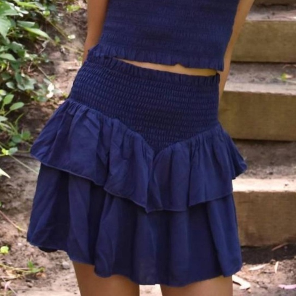 KATIE J NYC girls brooke skirt in navy luxury preppy contemporary teen tween